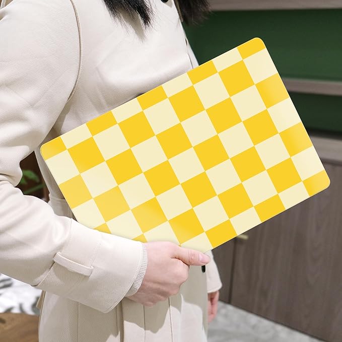 MEEgoodo for M4/M3/M2 MacBook Air 15.3 inch Case 2025 2024 2023, Case Fit Model (A3241/A3114/A2941) for MacBook Air 15 inch, Laptop Hard Shell with Keyboard Cover, Yellow Squares