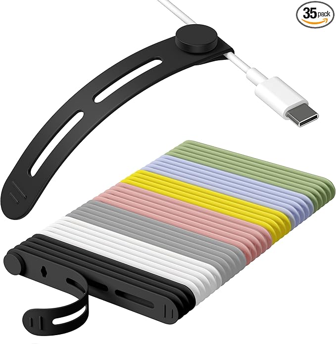 Nearockle 40Pcs Reusable Cable Ties, Adjustable Cord Organizer, Black+White