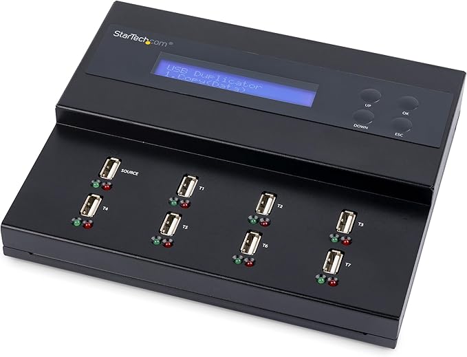 StarTech 1:2 Standalone USB Flash Drive Duplicator Eraser, 1.5GB/min, LCD
