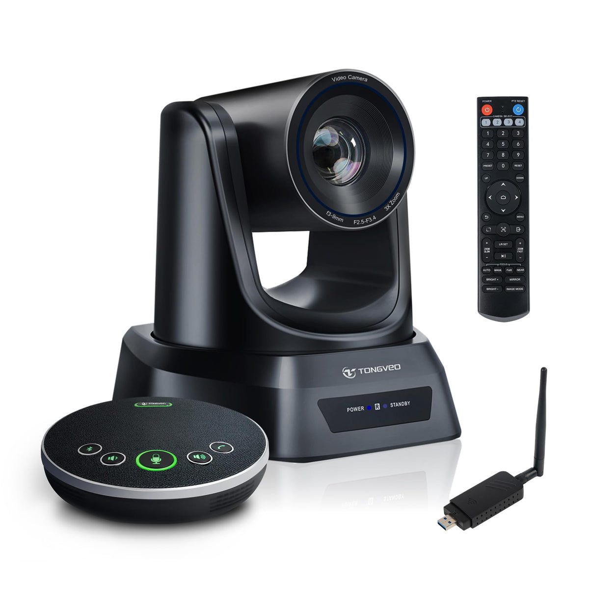 TONGVEO Wireless AI PTZ 20X Zoom Camera with Auto-Tracking: Built-in 5.8GHz Receiver for Cable-Free Setup, 1080P 60fps Conference Camera for Church Services, Online Classes & Hybrid Meetings