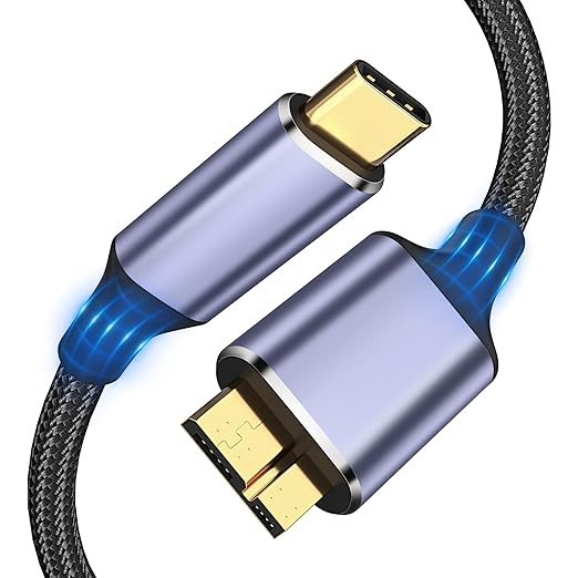 USB 3.1 Micro B to USB C Hard Drive Cables, 3.3FT 10 Gbps USB C to Micro B, External Hard Drive Cable Compatible with MacBook Pro/Air, iPad/Tablet, iPhone, Samsung Galaxy S24, WD Seagate etc
