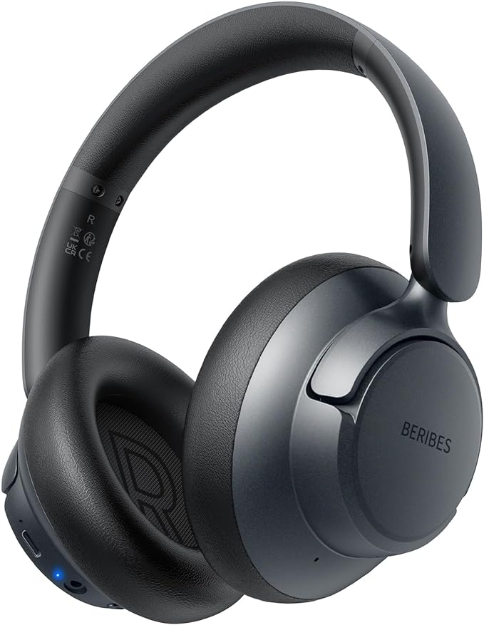 BERIBES Upgraded Hybrid Active Noise Cancelling Wireless Headphones with Transparent Modes,70H Playtime Bluetooth Headphones Wireless with Mic, Deep Bass,3.5MM Cable,Soft-Earpads