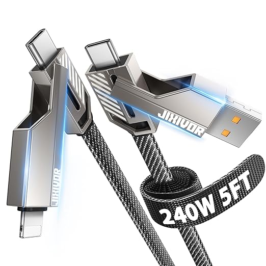 60W 4 in 1 Multi Charging Cable, 5FT USB C/A to C/Lightning Cable Combo