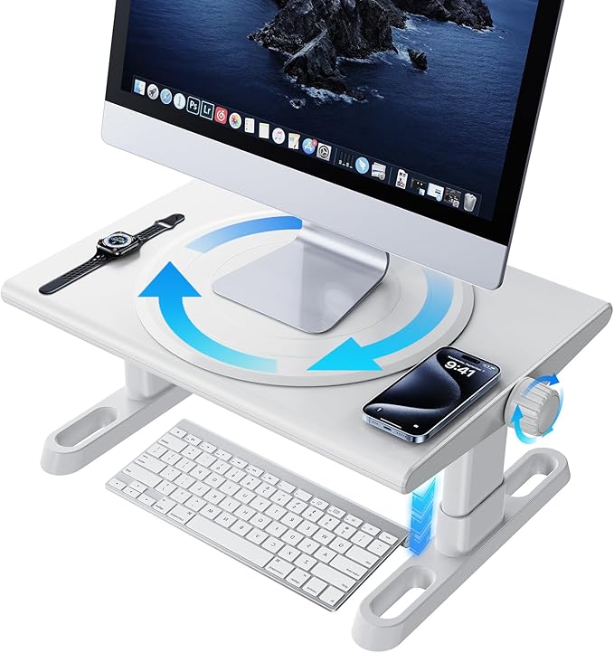 NIFBANG Monitor Stand Riser for Desk,360°Rotation Freely Height Adjustable by Knob,4.4-5.8 Inches,Ergonomic Monitor Stand Mount, Desktop Monitor Stand Riser for Computer,Laptop,Printer,Tv