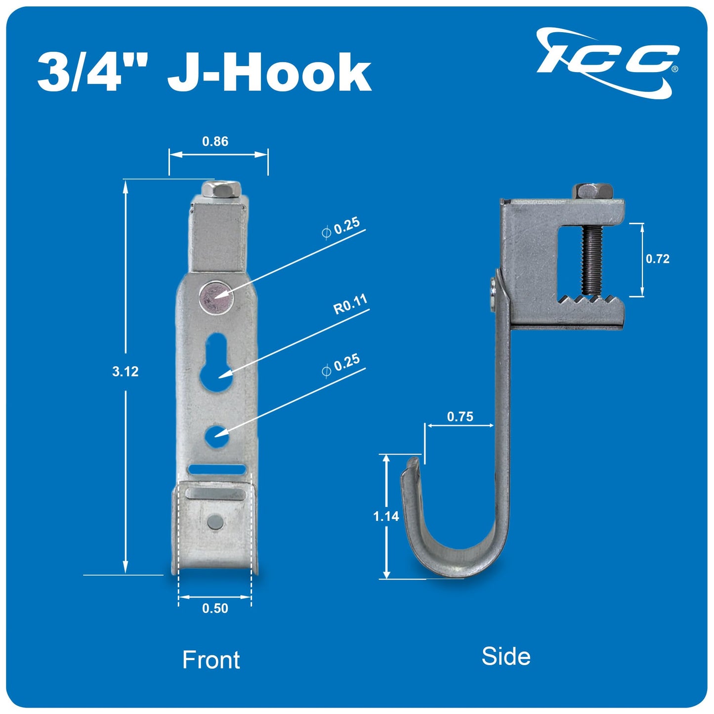 ICC J-Hook in 25 Pack (Beam Clamp, 3/4 in)