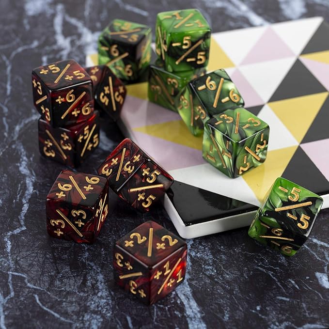48 Pieces MTG Dice Counter Magic The Gathering Counters +1/+1 Dice Tokens Set Loyalty Life Gifts for Cards Gaming Accessories (Ruby, Emerald)