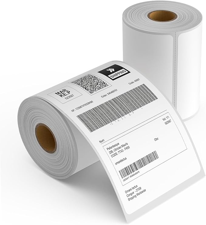 2 Rolls 4" x 6" Direct Thermal Printer Label, 250 Labels/Roll, Total 500 Thermal Shipping Labels, Strong Adhesive, Commercial Grade, Perforated, Compatible with Most Thermal Printers (NOT for DYMO)