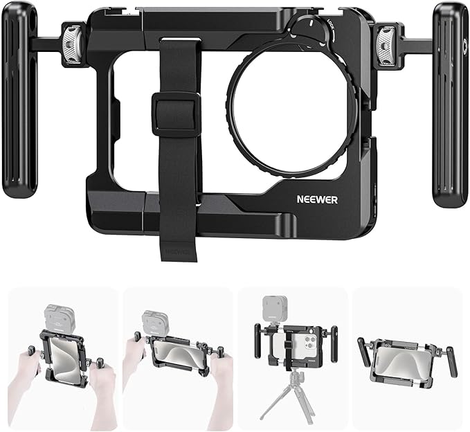 NEEWER Universal Phone Cage, Smartphone Video Rig with Quick Release Mounts Cold Shoes for Videomaker Filmmaking TikTok Vlogging Phone Video Stabilizer Holder Compatible with iPhone Samsung