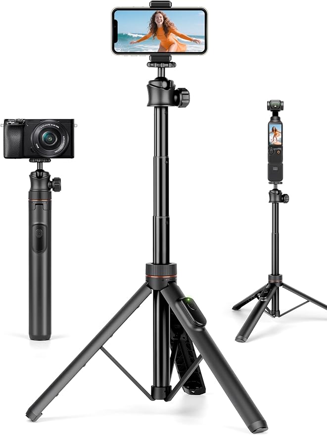 JOILCAN Tripod for iPhone & Camera, 64" Selfie Stick 360° Ball Head Remote