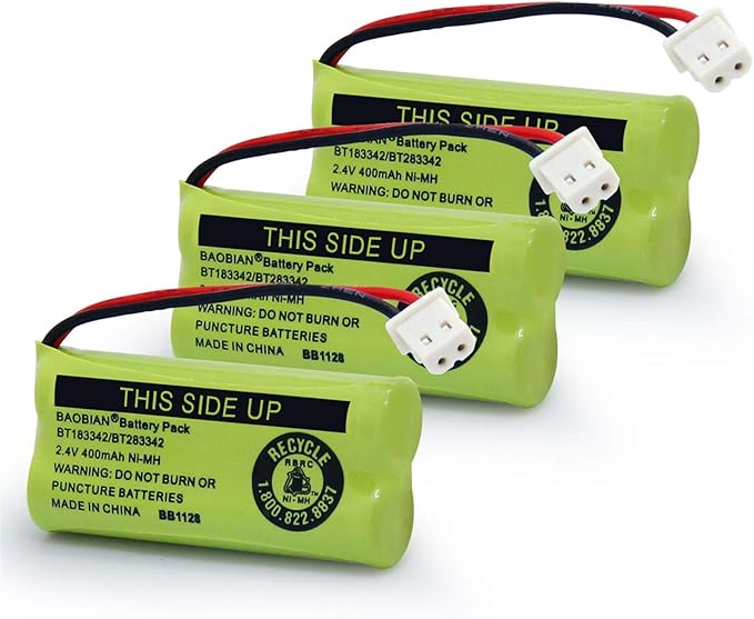 BAOBIAN BT183342/BT283342 2.4V 400mAh Ni-Mh BT166342/BT266342 BT162342/BT262342 Cordless Phone Pack CS6709 CS6609 CS6509 CS6409 EL52100 EL50003 (4 Pack)