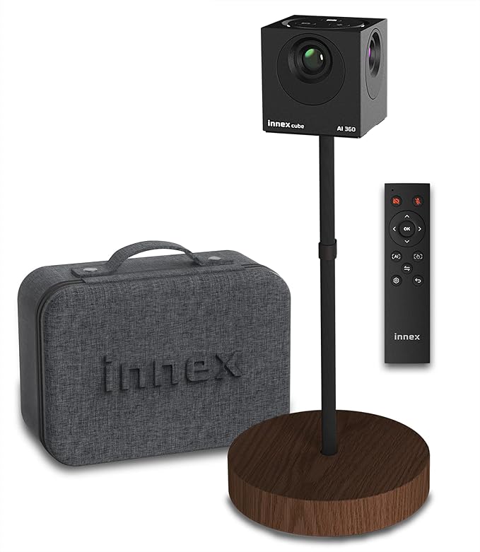Innex C831 180° Panoramic 4K Wide Angle Webcam with Microphone, AI Facial Tracking for Windows, Mac, Easy Setup Conference Room Camera with Flexible View Angle for Meeting Room, Huddle Space