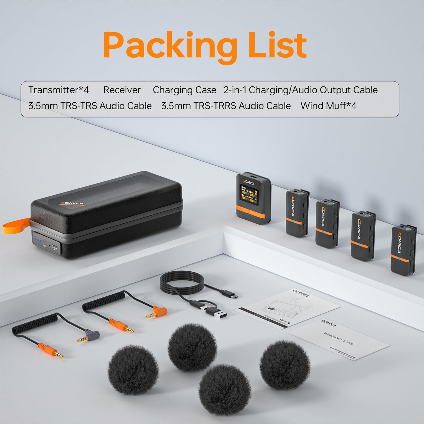 COMICA Vimo Q 4 Channels Wireless Lavalier Microphone for Camera/Smartphone