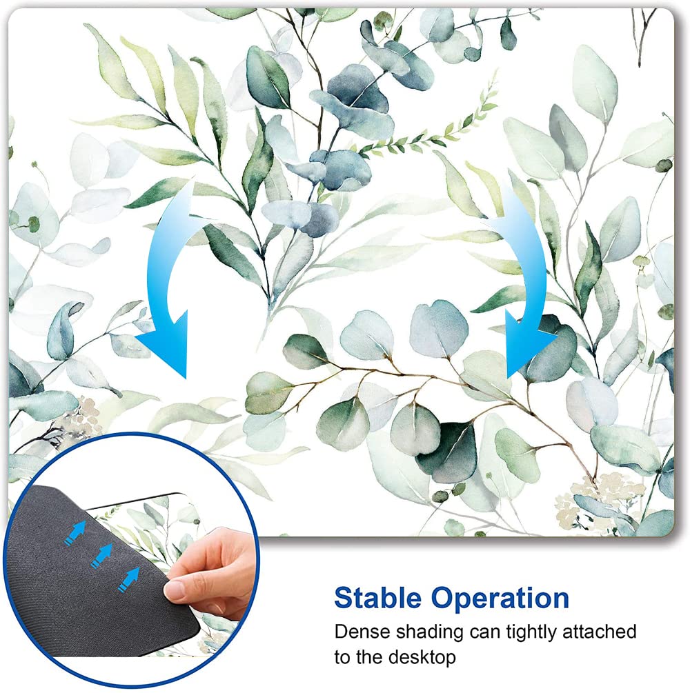Plant Leave Mouse Pad - Square Waterproof Non-Slip Rubber Base for Office Laptop, 9.5"x7.9"x0.12" Inch (Green Grass)