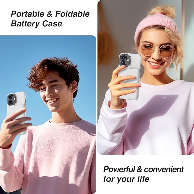 GIN FOXI Battery Case for iPhone 17, Charging Case Charger 8500mAh Ultra-Slim Lightweight Powerful Battery Pack 15W Fast Rechargeable Anti-Fall TPU Juice Box for iPhone 17 (6.3") Grey