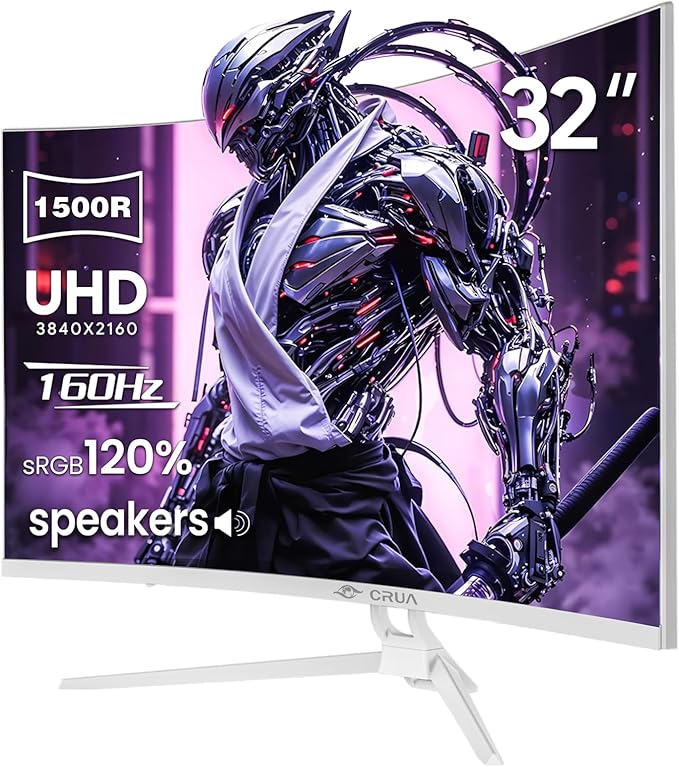 CRUA 32" 4K UHD 160Hz Curved Gaming Monitor, 1500R, AMD FreeSync