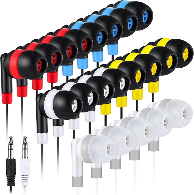 Kanayu 100 Pack Wired Earbuds Bulk for Classroom Ear Headphones Wired Basic Student Earbuds No Microphone with 3.5mm Jack for Class Laptop School Library