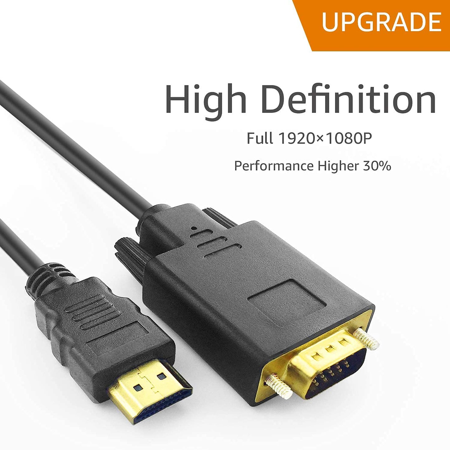 PeoTRIOL HDMI to VGA Cable, 1080P HDMI Male to VGA Male M/M Video Converter Cord VGA Adapter Compatible w/HDMI Desktop, Laptop, DVD to 15 Pin D-SUB VGA HDTV Monitor Projector - 6Feet