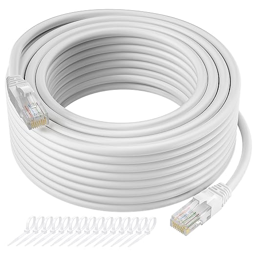 Cat5e Ethernet Cable 300 FT, Long Cat 5e Internet Cable, Flexible, Network, LAN, PoE, Standard RJ45 Connector for PC, Server, Router, Modem, TV, PS5 - with 15 Cable Ties