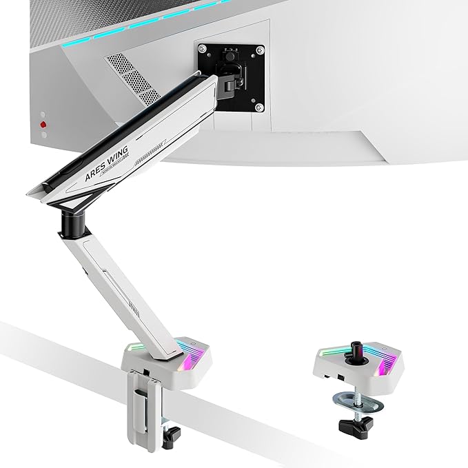 ARES WING RGB Single Monitor Arm Desk Mount for 17-45 inch Monitors