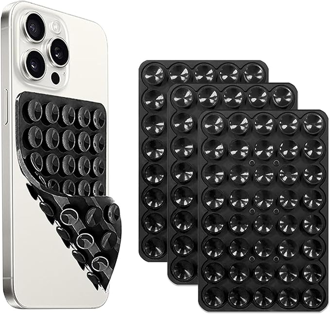 NTidea 2 Pack Double Sided Silicone Suction Cup Phone Case Mount, Hands-Free Silicon Phone Grip with Higher Suction Power for Selfies and Videos, Non Slip Phone Accessories