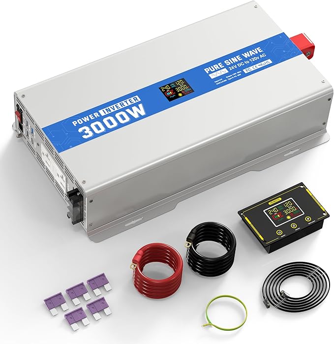 ASMONTRIC 1200W Pure Sine Wave Power Inverter 12V DC to 120V AC Converter 2400 Watt Peak Power Multi-Display Screen with 2 GFCI Outlet 30W USB and 18W Type-C for Car RV Truck Boat Off-Grid