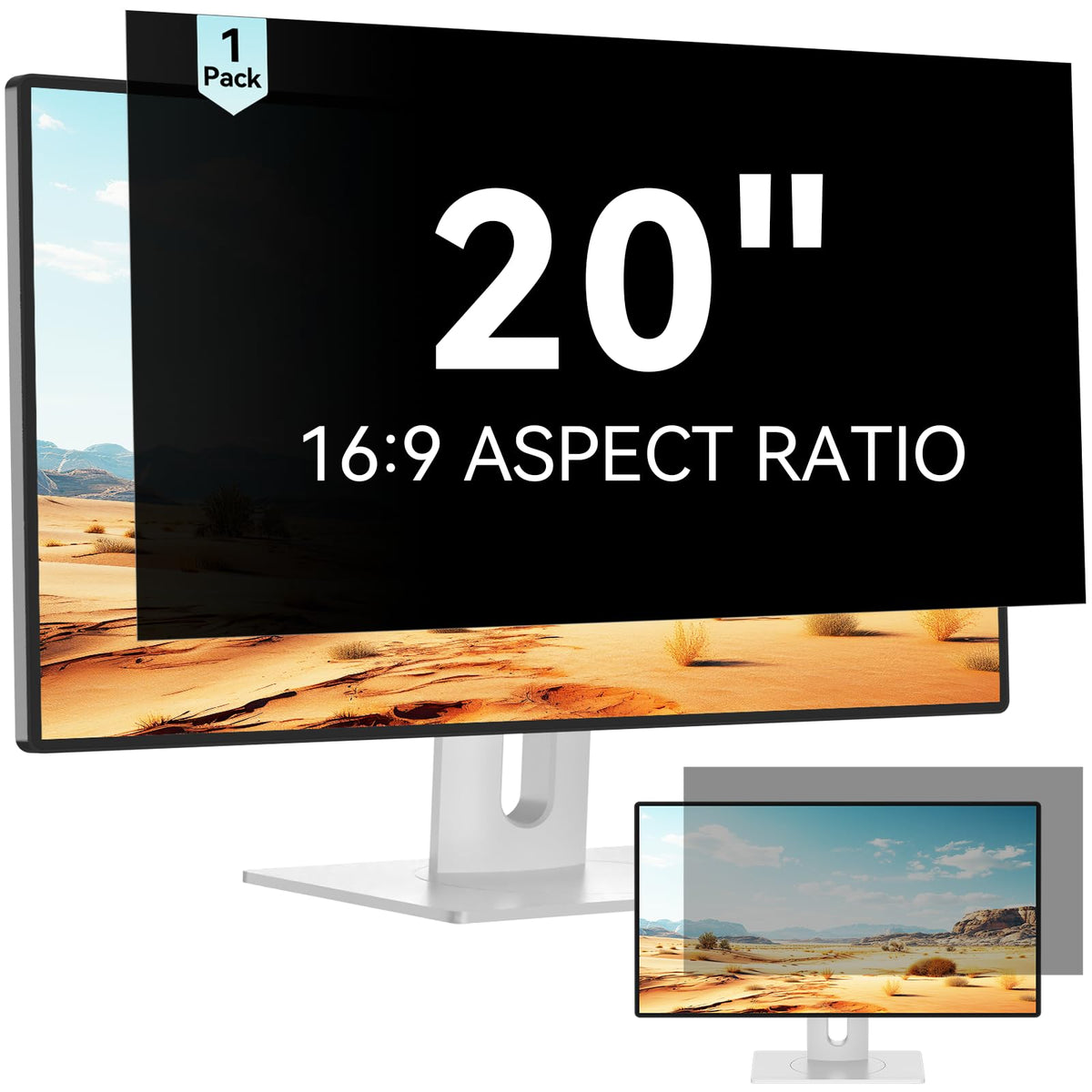 Mamol Laptop Privacy Screen 16 Inch, Compatible with Lenovo, HP, Dell, Acer, Asus, Thinkpad, Envy, Xps - 16:9 Aspect, Anti Blue Light Glare, Removable Privacy Shield, Anti-Scratch Screen Protector