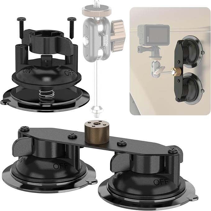 MINIFOCUS Suction Cup Base with 1/4" Female Threaded for Hook, Camera or Phone Mount, Magic Arm, Heavy Duty Suction Cup for Windshields, Smooth Walls, Mirrors, and Other Glossy Surfaces