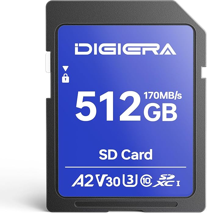 DIGIERA 128GB LSU200 SDXC UHS-II Memory Card - up to 300MB/s, C10, U3, V90, 8K, SD Card for Computers, Digital Cameras, Home Theatre Devices, Car Navigation Systems (1 Pack)