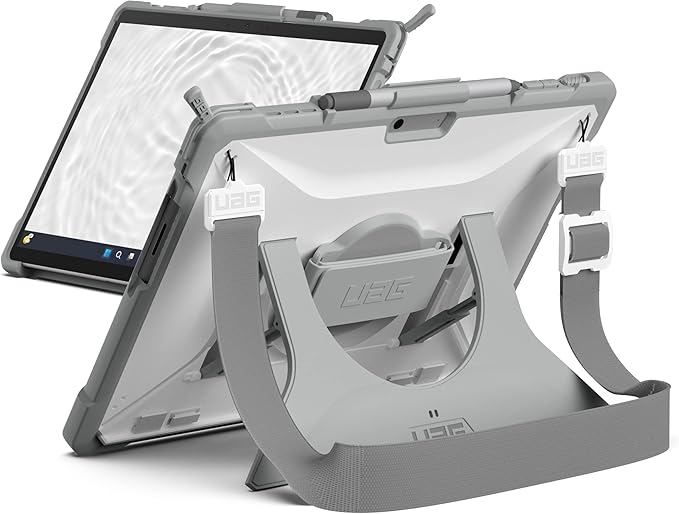 URBAN ARMOR GEAR UAG Designed for Microsoft Surface Pro 13" 12/11 Edition Case with Built-in Kickstand Hand & Shoulder Strap Pen Holder Compatible with Type Cover Keyboard Protective Cover, Plasma Ice