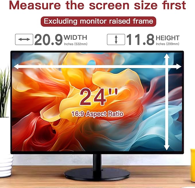 2 Pack 24 Inch Privacy Screen for Computer Monitor 16:9 Aspect Ratio, Eye Protection Anti Glare Computer Screen Cover, Removable Anti-Scratch Computer Screen Privacy Shield for 24'' Widescreen Monitor