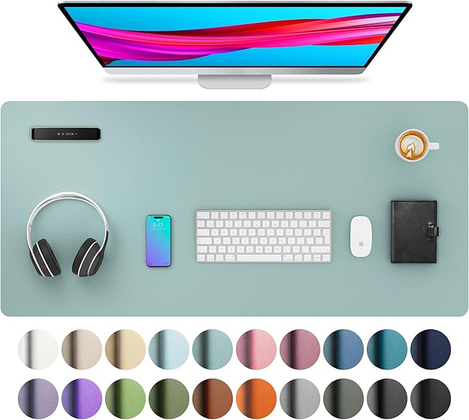 Aothia Leather Desk Pad Protector, Mouse Pad, Office Desk Mat,Non-Slip PU Leather Desk Blotter, Laptop Desk Pad, Waterproof Desk Writing Pad for Office and Home (Dark Pink — 36" x 17"