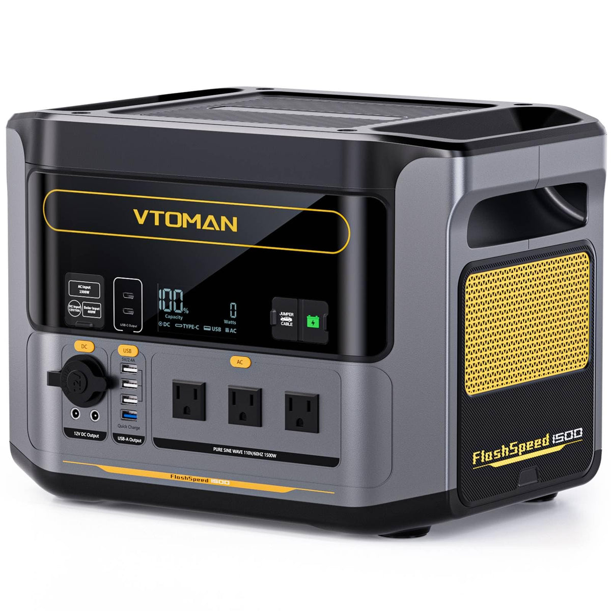 VTOMAN FlashSpeed 1500 Solar Generator, 1548Wh LiFePO4, 3000W peak ouput