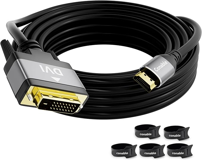 HDMI to DVI Cable 4FT, Bi-Directional DVI to HDMI Male to Male Cord, HDMI A to DVI-D Adapter, Gold-Plated Connectors, Aluminum Shells, 1080P, for Computer, Monitor, Projector, Raspberry Pi, Xbox, PS3