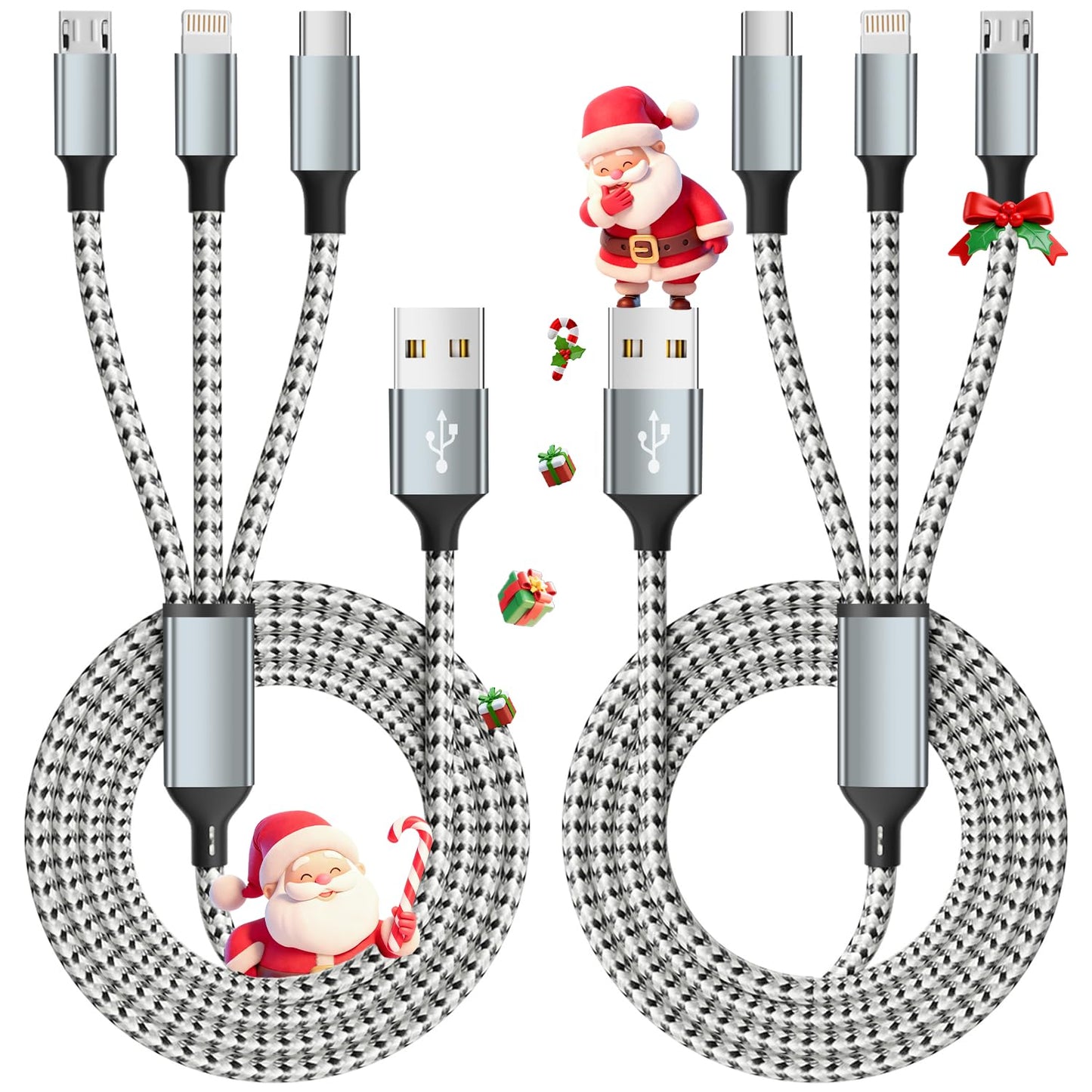 Travel Essentials Multi Charging Cable, USB Cable Universal Charger, 2Pc4FT