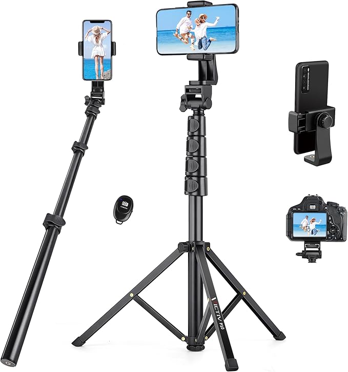 74" Flexible Phone Tripod, Tall Cell Phone Tripod with Adjustable Gooseneck