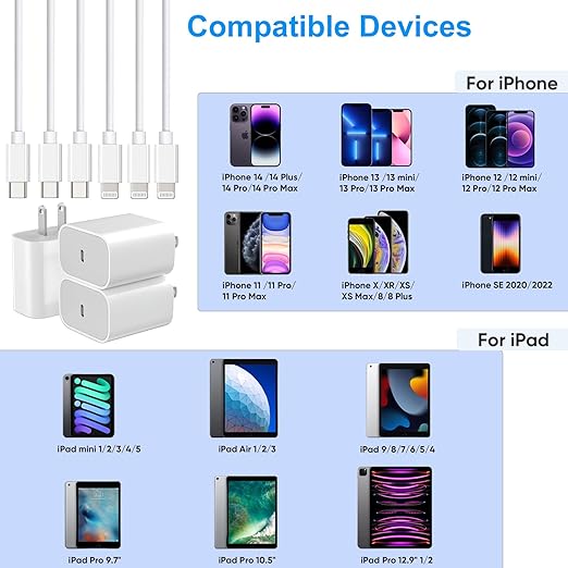 3Pack iPhone Fast Charger Apple MFi Certified,10FT Fast Charger iPhone Cube