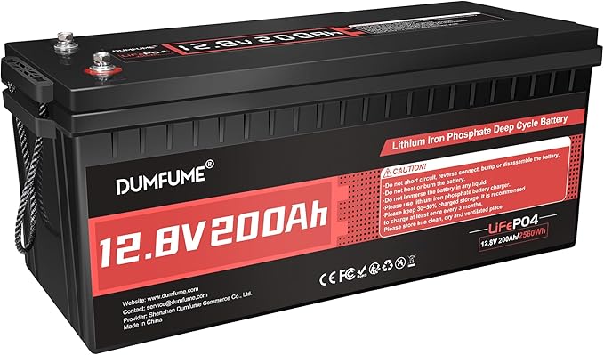 dumfume 2 Packs 12V 300Ah (314Ah) Lithium LiFePO4 Battery 200A BMS