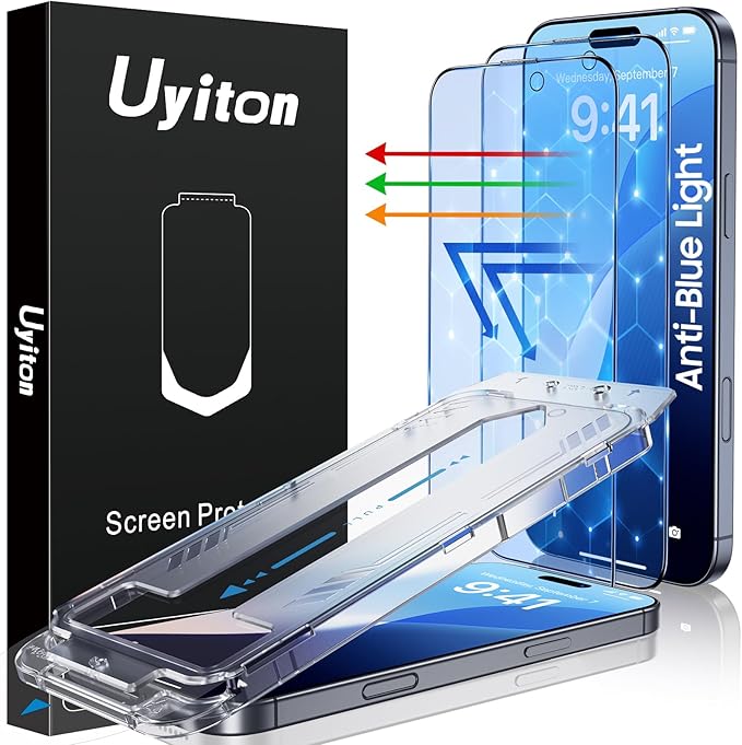 Uyiton Anti-Blue Light for iPhone 15 Pro Max Screen Protector