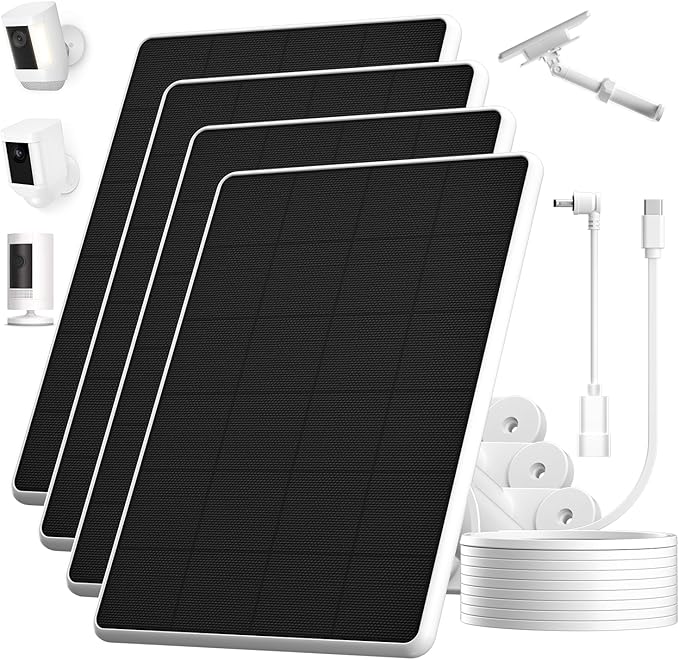 6W Solar Panel for Ring Spotlight Cam Battery & Stick Up Cam Battery, High-Efficiency Solar Charger with 360° Adjustable Retractable Bracket & 10ft Cable (3 Pack)