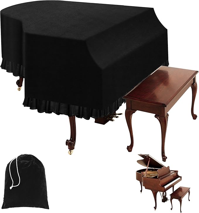76 Keys Piano Keyboard Cover, Stretchy Music Dirt Proof Electronic Keyboard Cover With Durable Elastic & Cord Lock Must Have Piano Accessories, Black