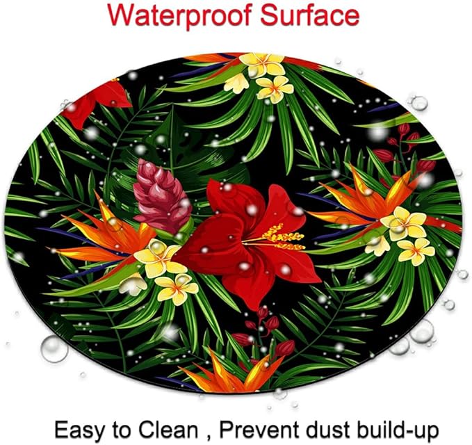 Rainforest Seamless Pattern Tropical Leaves, Tropical Jungle Plants and Exotic Flowers Round Mousepad, Personalized Custom Design Mouse Pads,Mousepad for Laptop Computers(plant1)