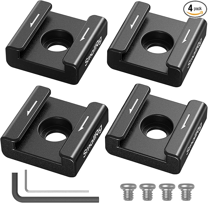 SmallRig Anti-Twist Cold Shoe Mount Adapter (2pcs) with 1/4"-20 Screws, for Flash LED Light Monitor Microphone, with Anti Twist Pins, Compatible with SmallRig Cage - 5032