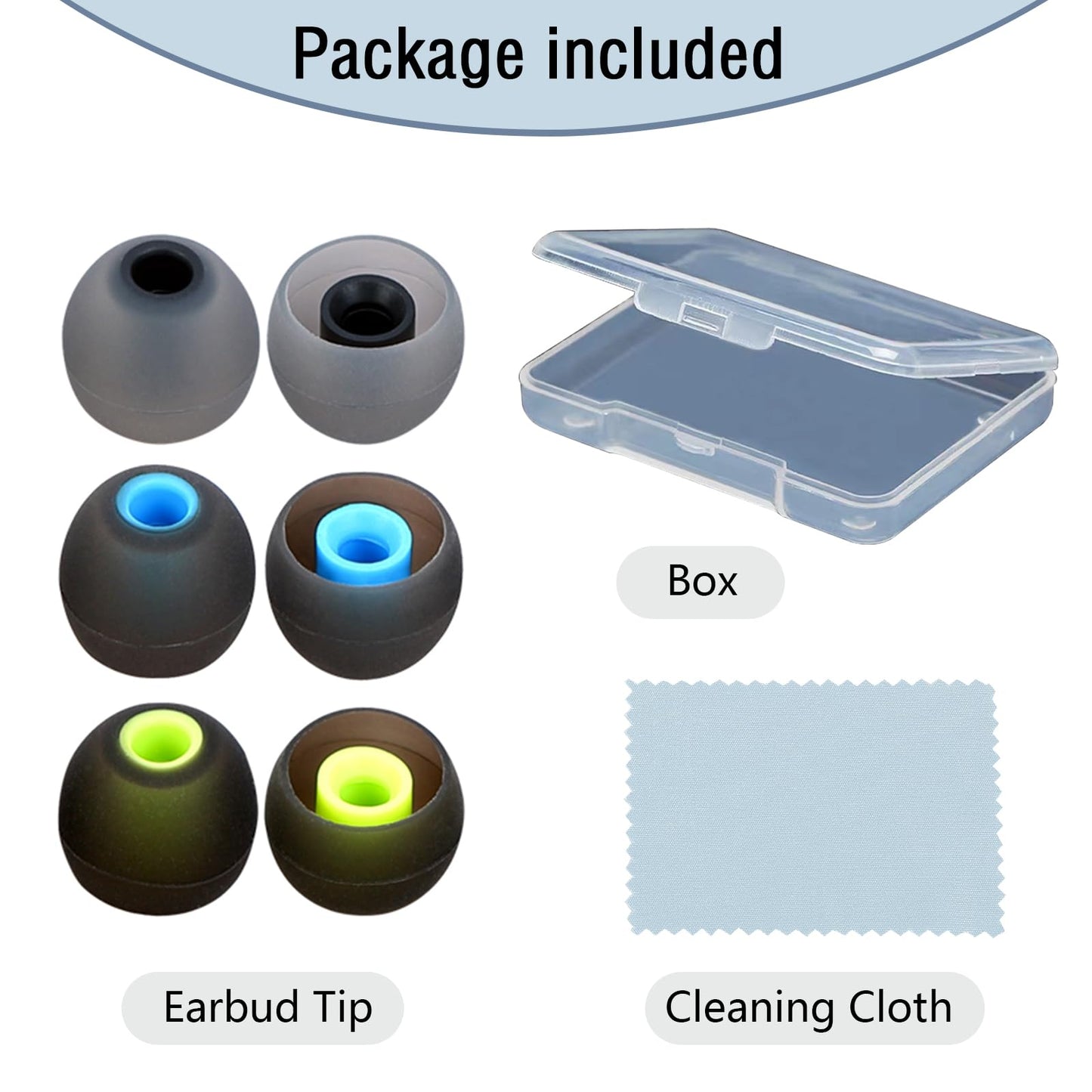 MMYQXI Silicone Replacement Earbud Tips Earbud Covers Ear Tips Fit for in-Ear Headphones (Inner Hole 3.8mm -5.1mm) Earbud Replacement Tips 9 Pairs
