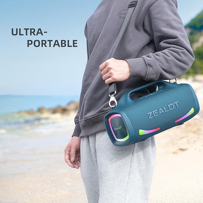 ZEALOT Bluetooth Speaker, 110W Peak(100W) Booming Sound Speakers Wireless, Dual Pairing, XBass, BT 5.3, 24000mAh Power Bank, Portable Outdoor Waterproof Speaker for Camping, Beach Party(Dark Blue