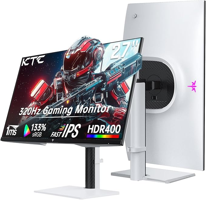 KTC 27 Inch Dual Mode Mini LED Monitor - 4K UHD at 160Hz & 1080P FHD 320Hz Gaming Monitor, 65W Type-C Port, HDR1400 Fast IPS Panel, Adaptive-Sync, HDMI 2.1 & DP 1.4, Height Adjustment, VESA Wall Mount