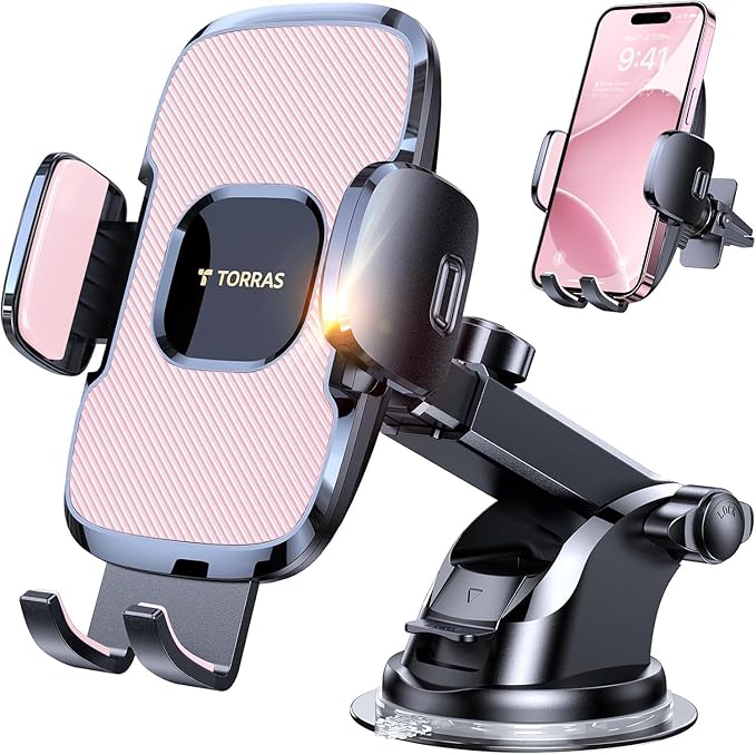 TORRAS Ultra-Durable Phone Holders for Your Car【96+LBS Strongest Suction】 Car Phone Holder Mount, Safety Certs Cell Phone Car Mount Truck for Dashboard Windshield Vent for iPhone 17 16 15 14 Pro Max
