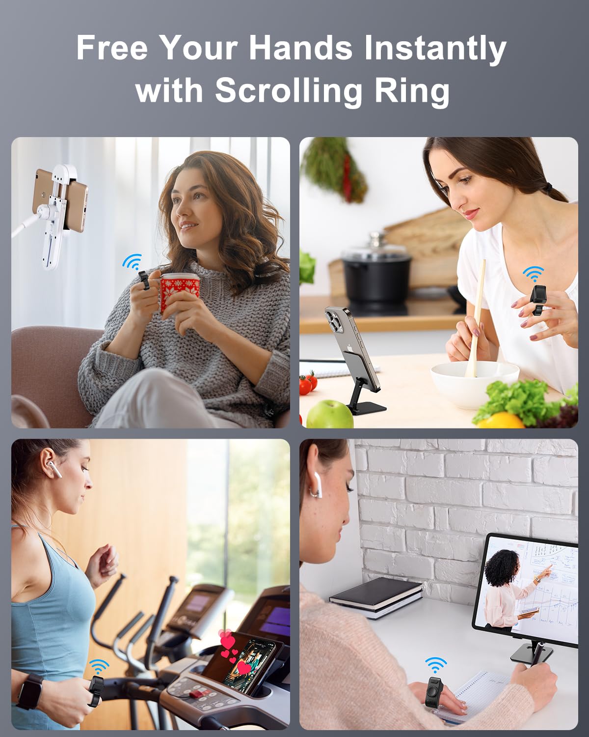 duskeep Bluetooth Scrolling Ring for TikTok, Camera Shutter, Charging Case