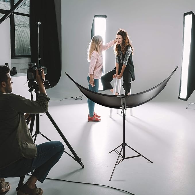 FUDESY Clamshell Light Reflector/Diffuser,67"x24" Curved Photography Lighting Reflector for Photo Video Studio Shooting with Black/Silver/White/Gold Reflectors,Carry Bag