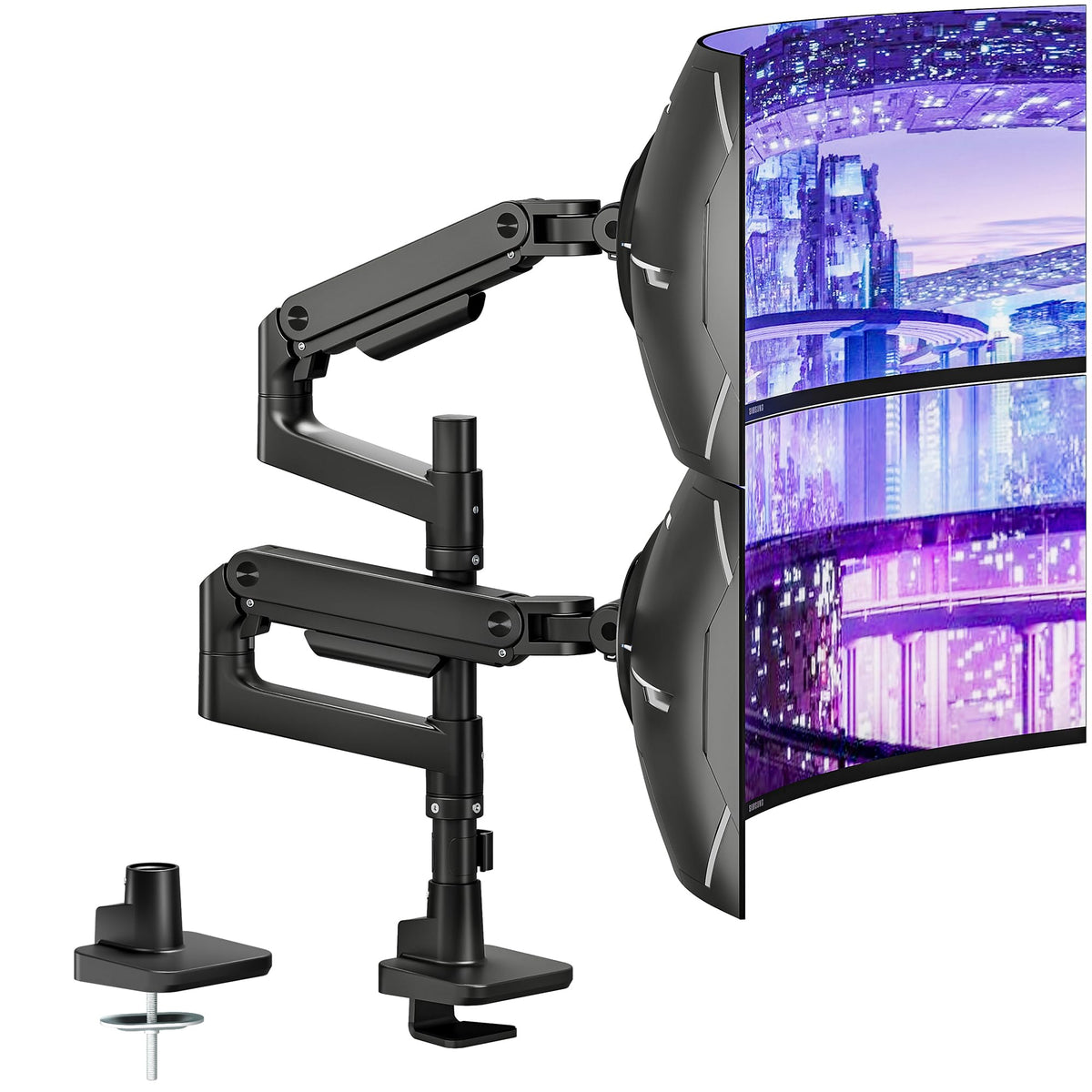 Dual Monitor Arm Desk Mount for 17-49 Inch Monitors Holds 44 lbs, White