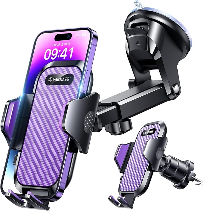 VANMASS Car Phone Holder 2026 Ultimate Military-Grade Strongest Suction & Clip Windshield Dashboard【Newest Best Strongest】Cell Phone Shower & Wall Mounts for iPhone 17 Pro Max 16 15 14 13 Android